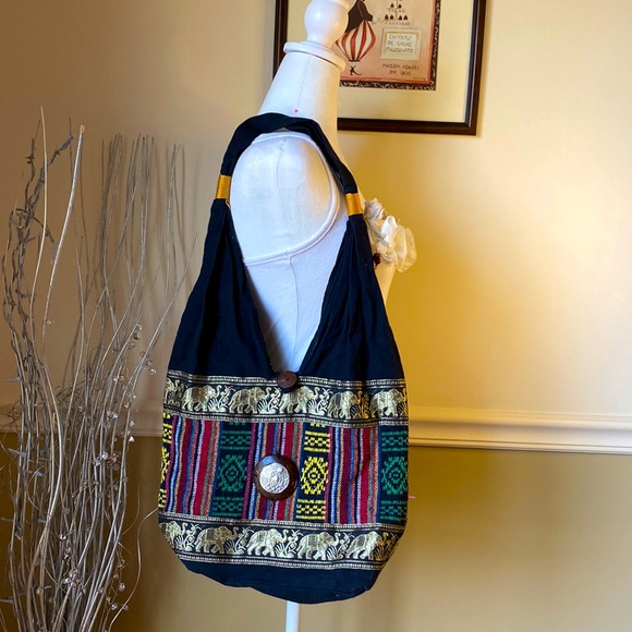 Thai Boho Shoulder Bag Hippie Purse Sling Hobo Elephant Gypsy Yoga Travel Bag - Picture 1 of 10